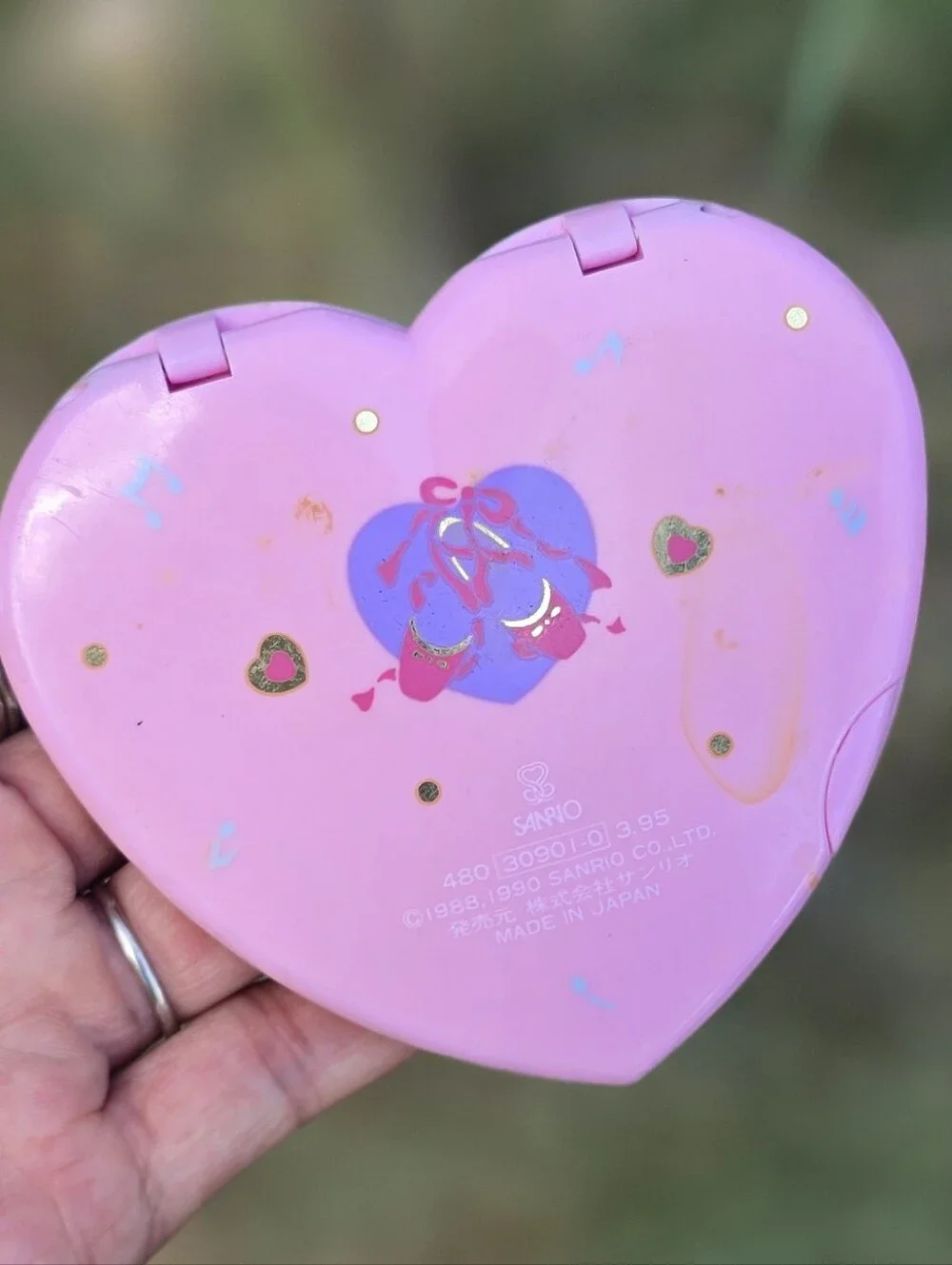 SUPER RARE 1988 SANRIO ballet slippers pink heart shaped compact with mirror